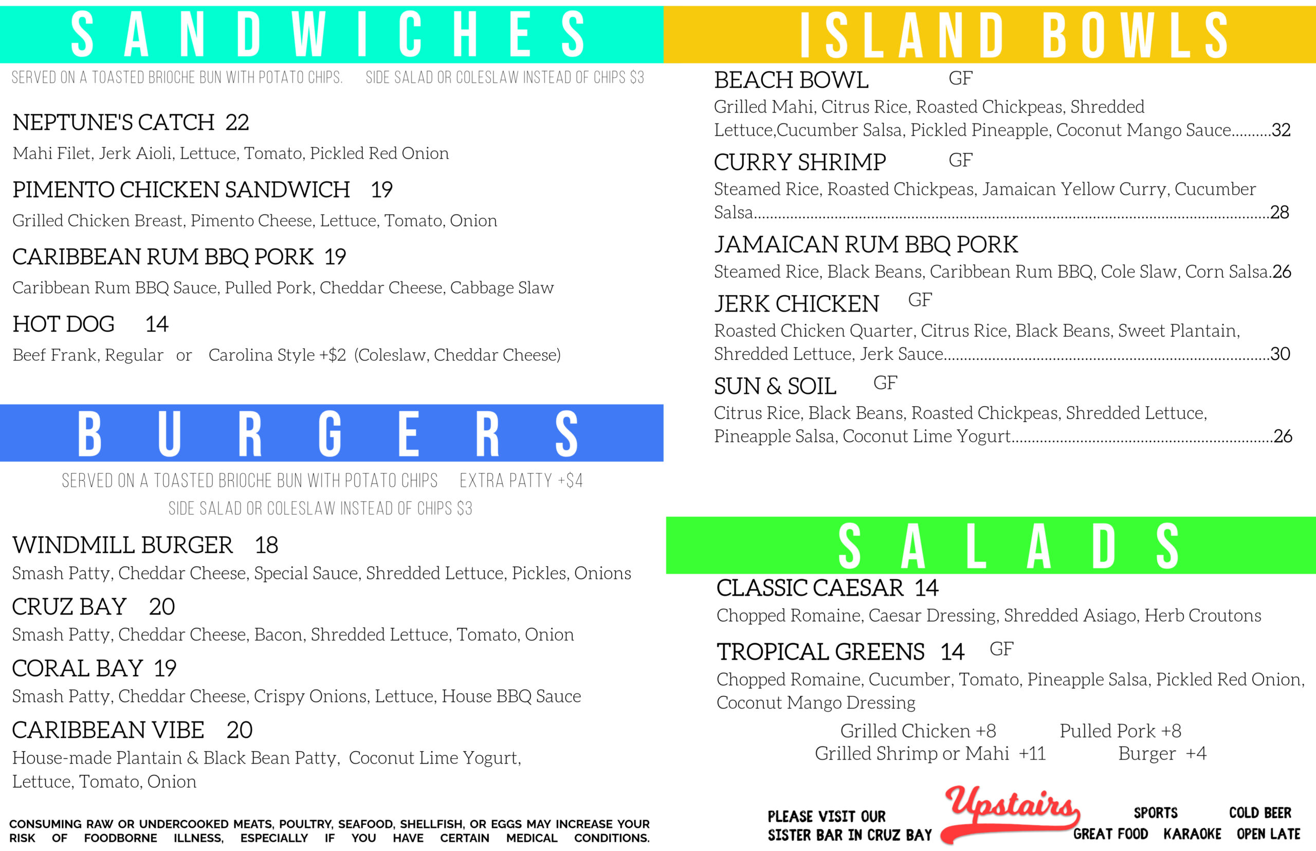 windmill bar st john menu
